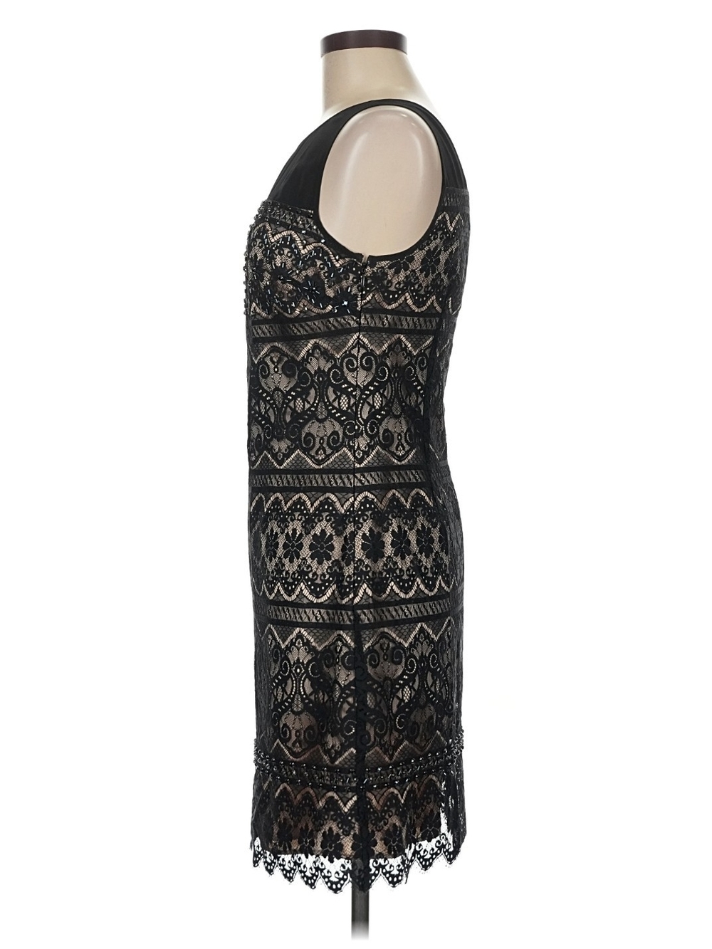 Laundry By Shelli Segal Black Lace Overlay Dress with Nude Underlay - Picture 4 of 14